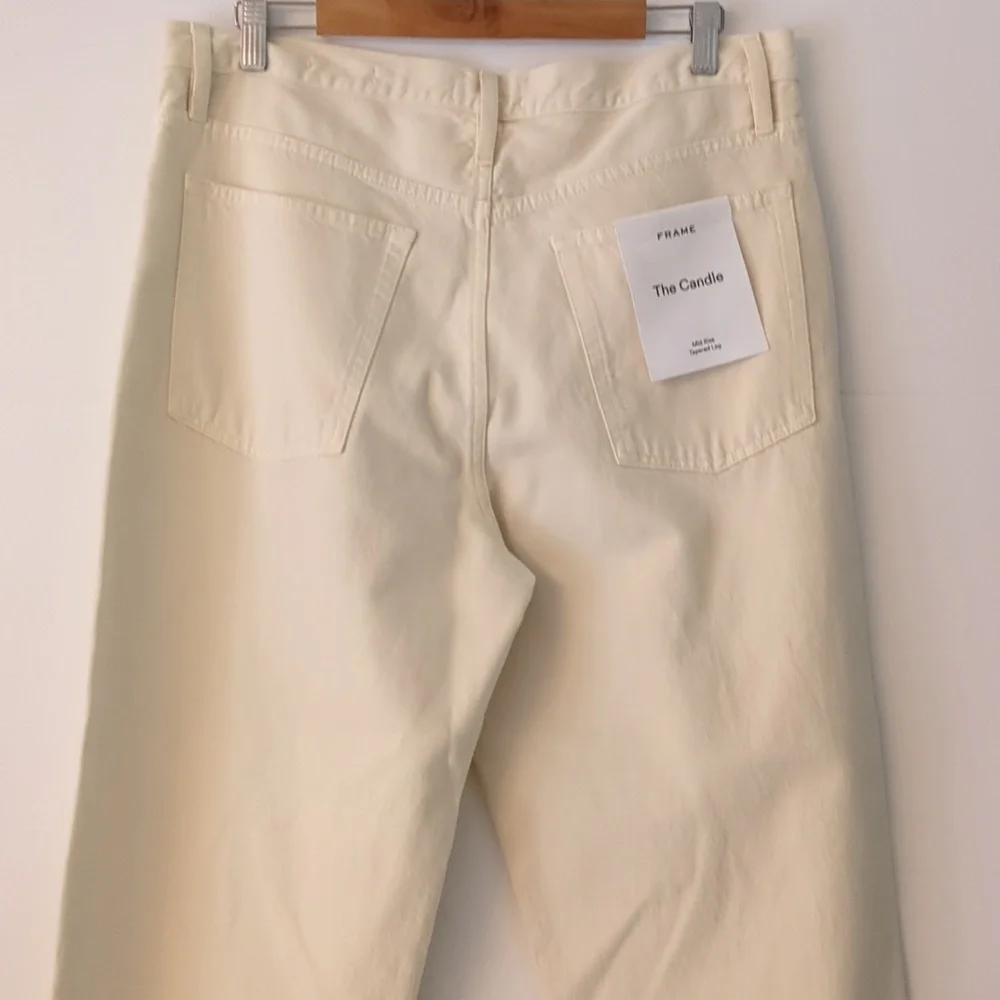 FRAME The Candle Mid-Rise Tapered Barrel Leg Women's Jeans InButter Yellow Sz 31 - Picture 8 of 9